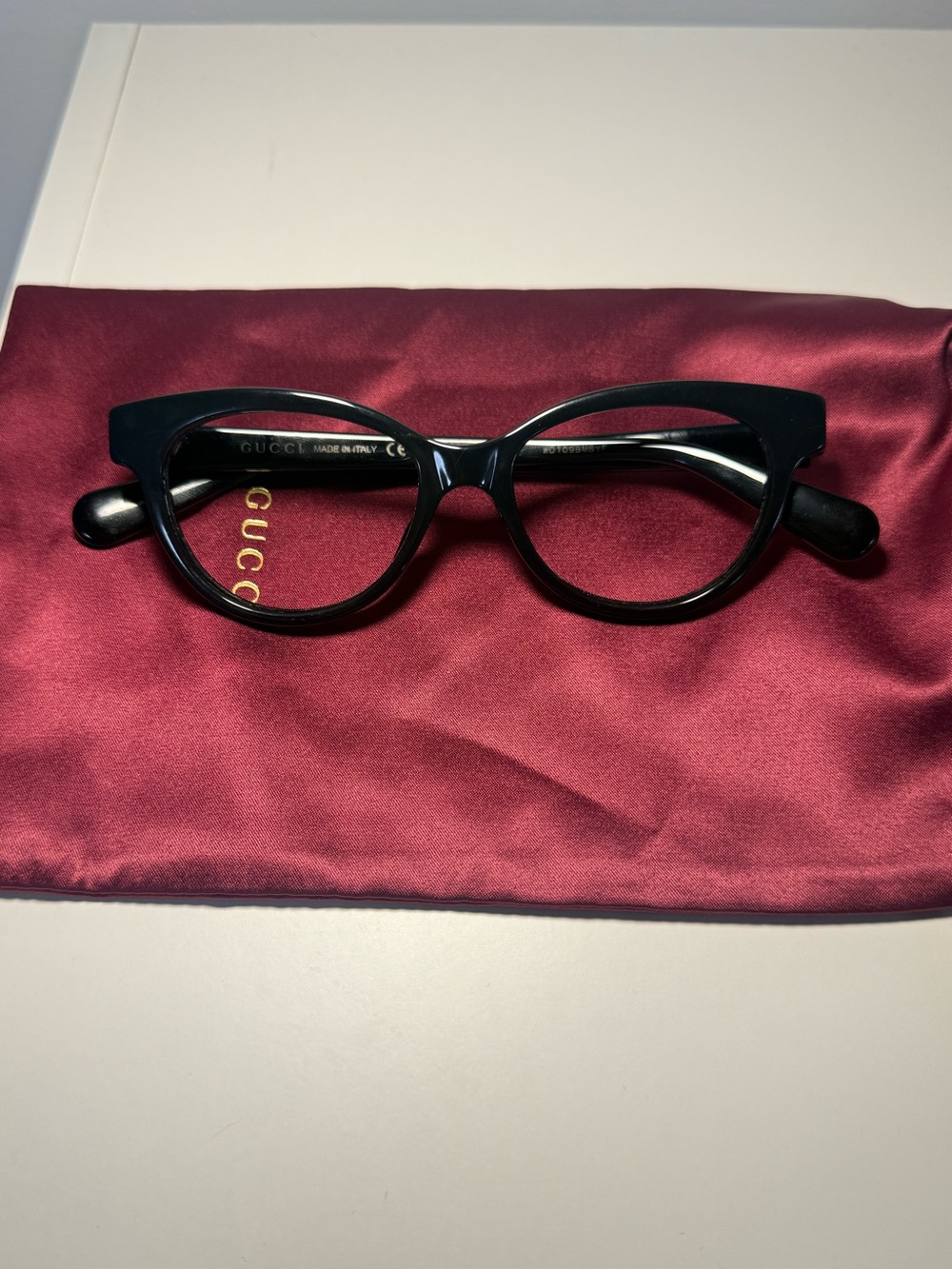 Gucci GG0373O Black Cat Eye Eyeglass Frames Only No Lenses Bee GG Logo Italy